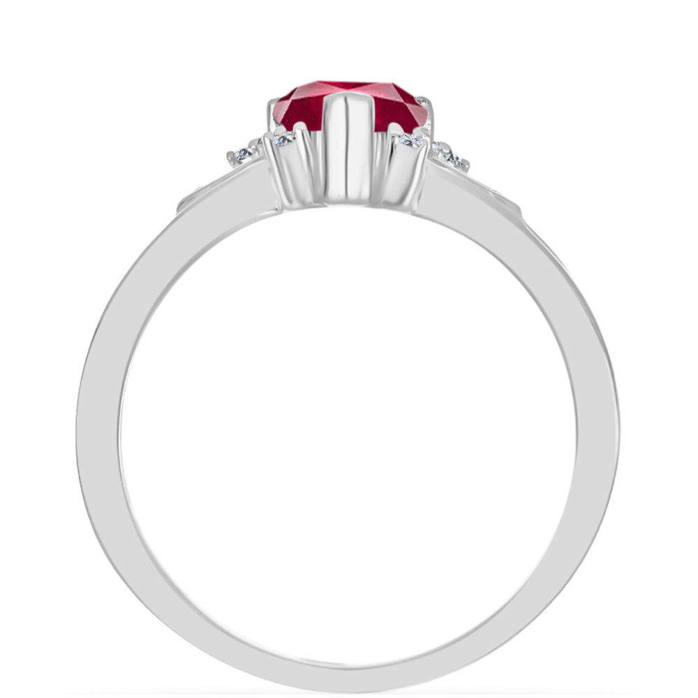 Stříbrný Prsten s Madagaskarským Rubínem a Bílým Diamantem