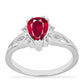 Stříbrný Prsten s Madagaskarským Rubínem a Bílým Diamantem