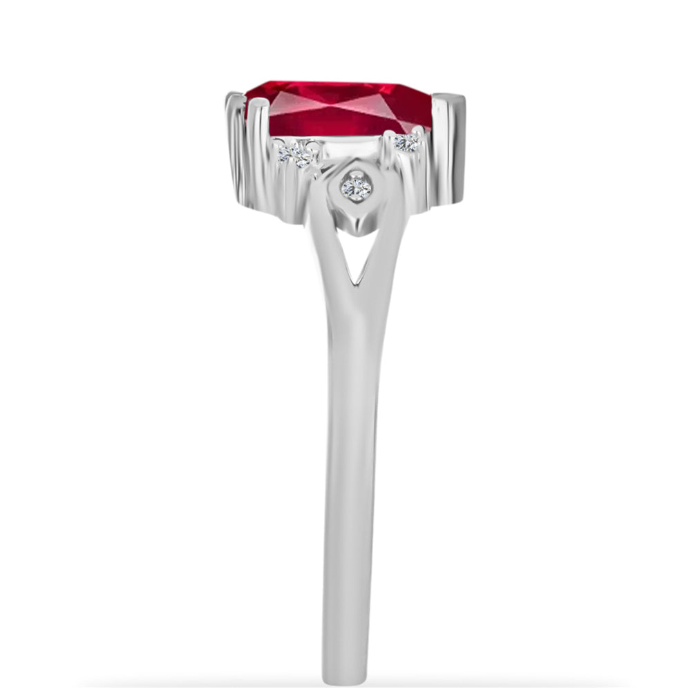 Stříbrný Prsten s Madagaskarským Rubínem a Bílým Diamantem 4 