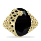 Pozlacený Stříbrný Prsten s Černým Suwarským Onyxem
