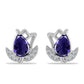 Stříbrné Náušnice s Iolitem a Bílým Topazem