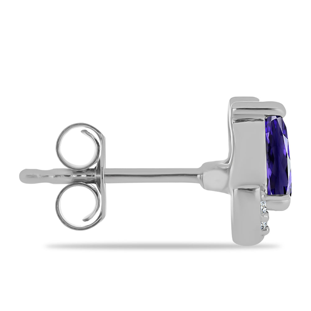 Stříbrné Náušnice s Iolitem a Bílým Topazem 2 
