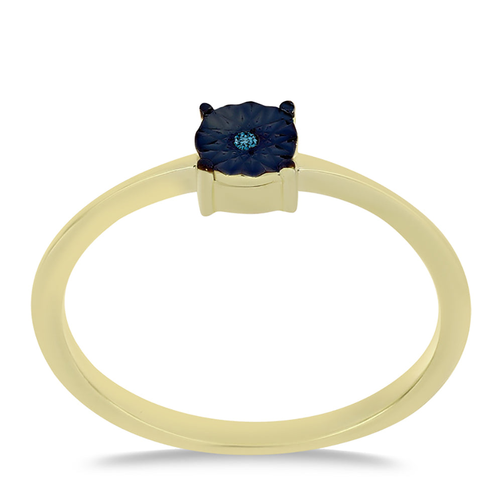 Pozlacený Stříbrný Prsten s Modrým Diamantem