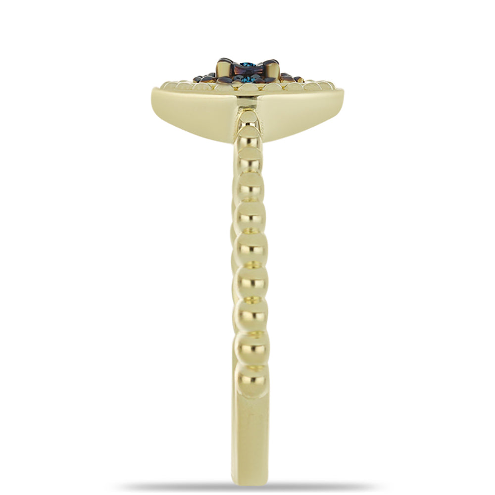 Pozlacený Stříbrný Prsten s Modrým Diamantem 4 