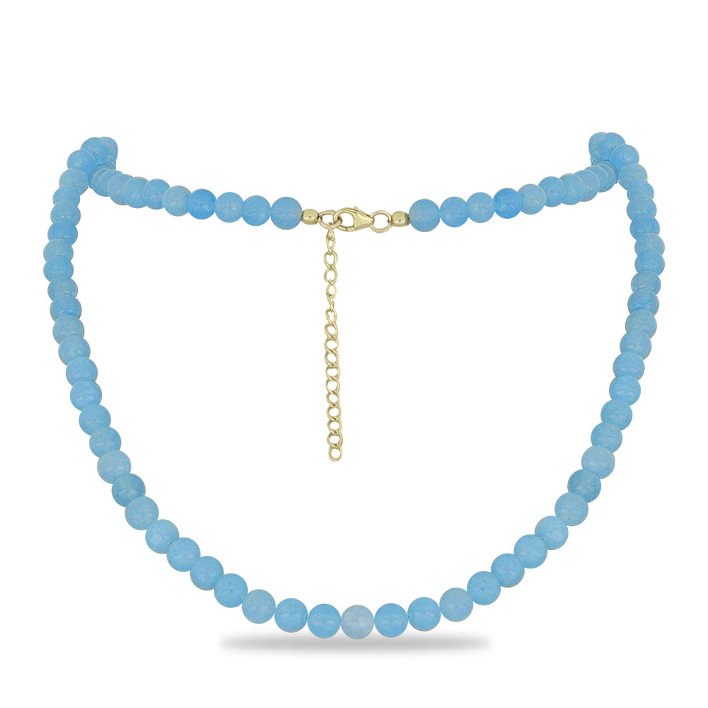 Pozlacené Stříbro 925/1000 - Náhrdelník s Aqua Chalcedonem - Karátové číslo: 123.5. přibližná hmotnost: 25.7 gramů 1 