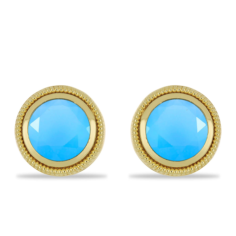 Pozlacené Stříbrné Náušnice s Aqua Chalcedonem