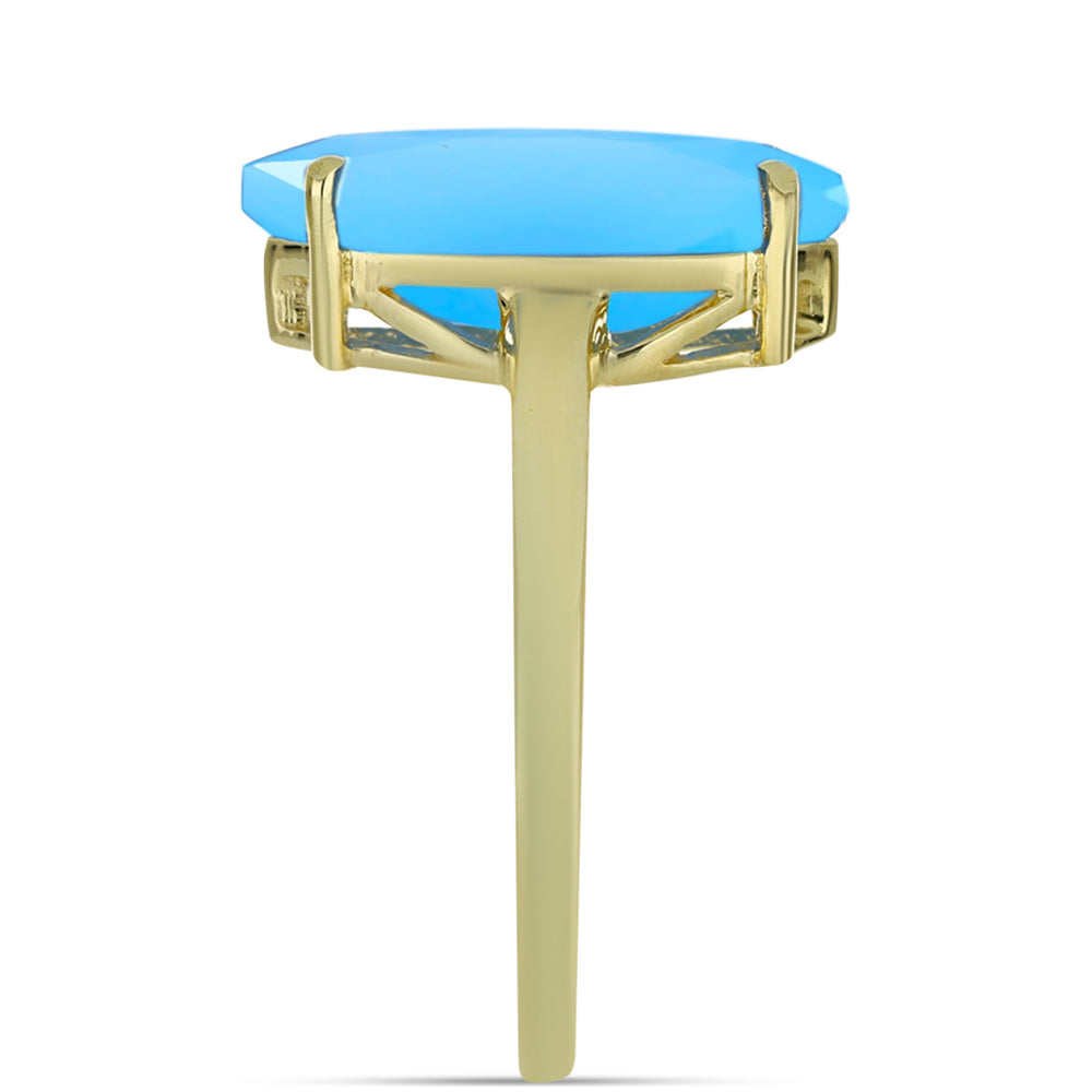 Pozlacený Stříbrný Prsten s Aqua Chalcedonem