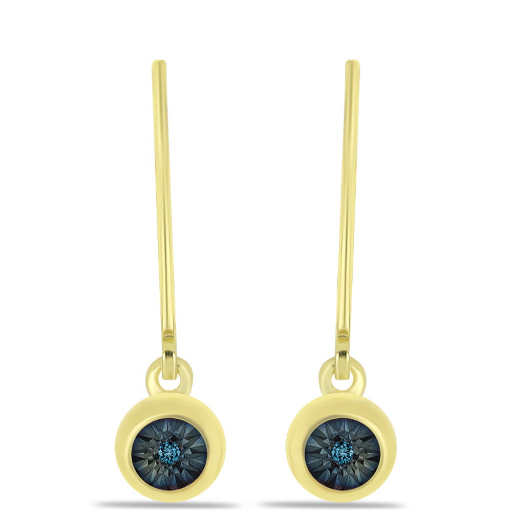 Pozlacené Stříbrné Náušnice s Modrým Diamantem 1 