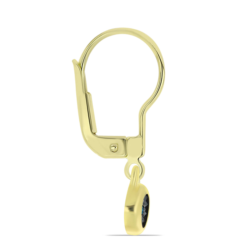 Pozlacené Stříbrné Náušnice s Modrým Diamantem 2 