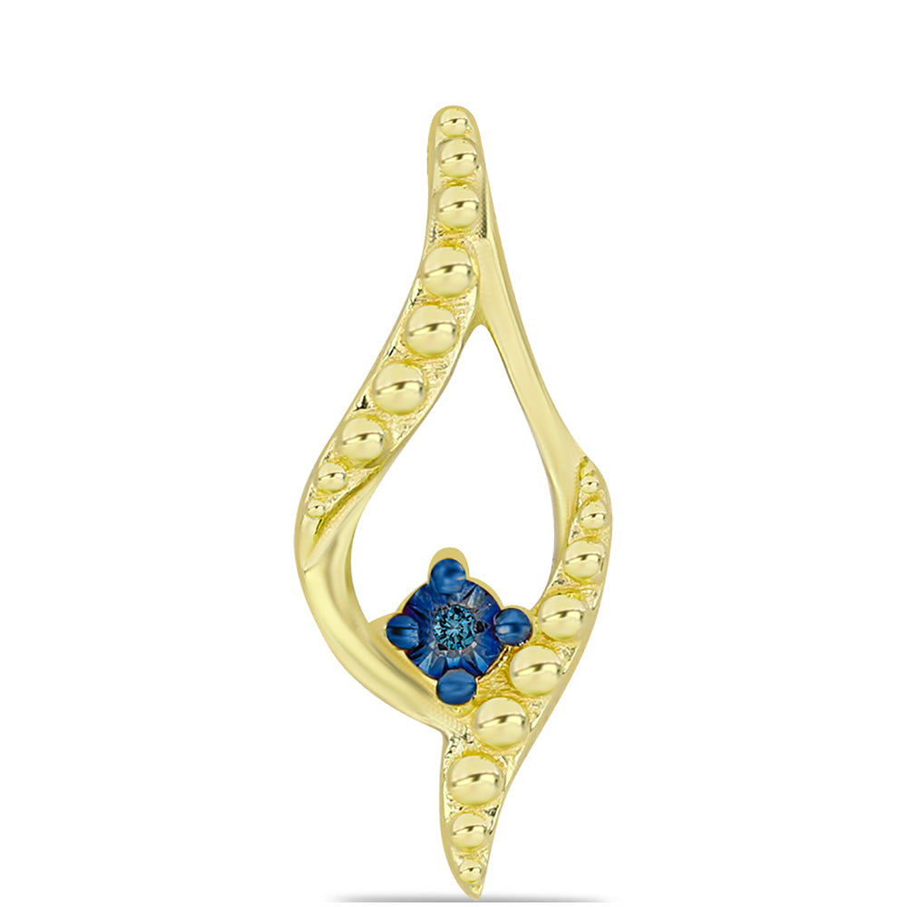 Pozlacená Stříbrná Sada s Modrým Diamantem ( Náušnice+Přívěsek ) 3 