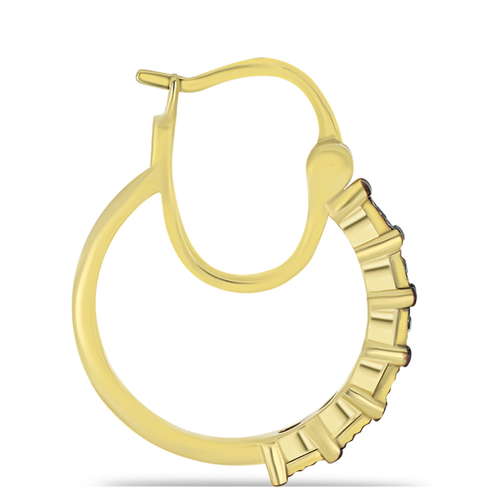 Pozlacené Stříbrné Náušnice s Modrým Diamantem 2 