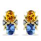 Pozlacené Stříbrné Náušnice s Roseberským Duhovým Safírem a Bílým Topazem