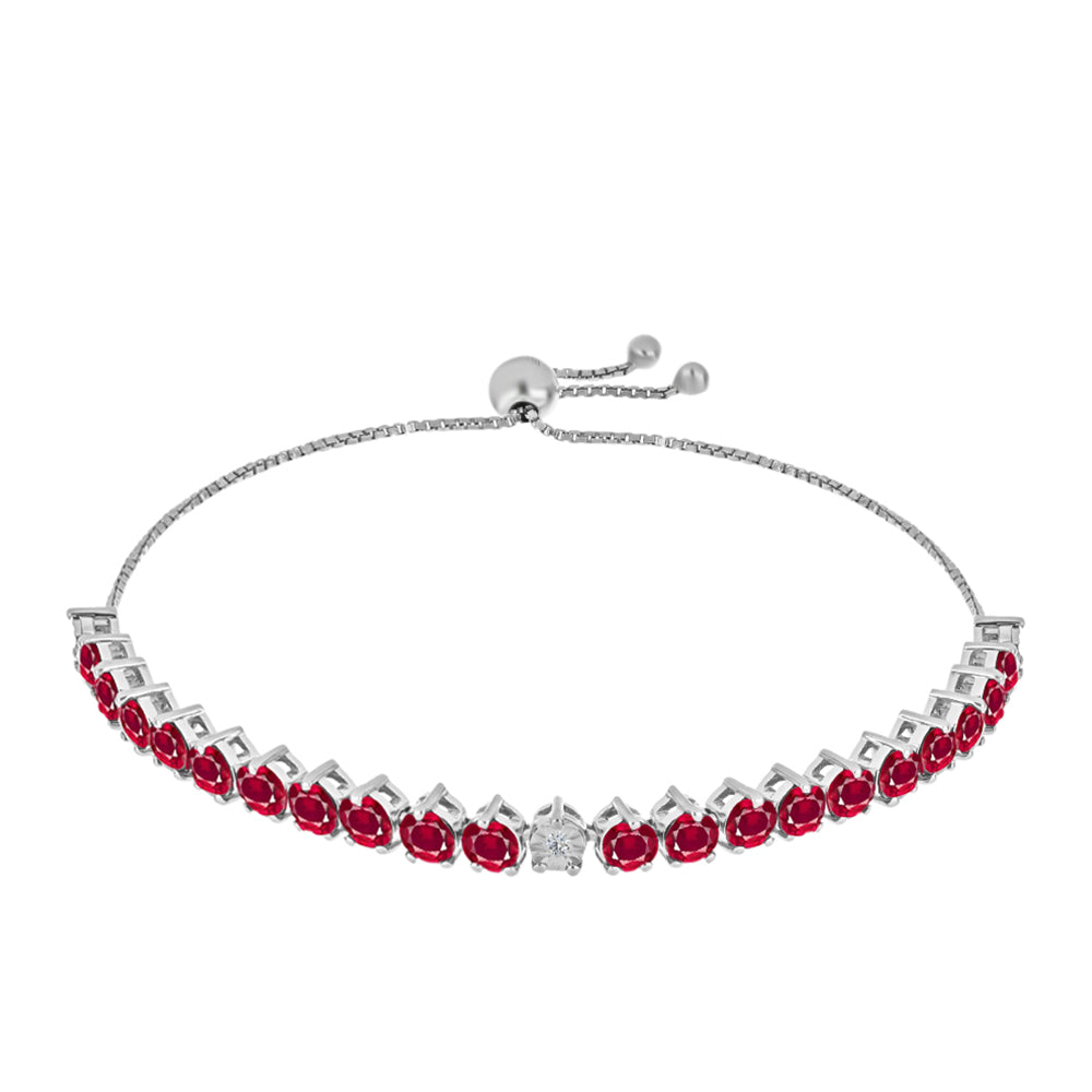 Stříbro 925/1000 - Náramek s Madagaskarským Rubínem a Diamantem - Karátové číslo: 7.8. přibližná hmotnost: 9.17 gramů 1 