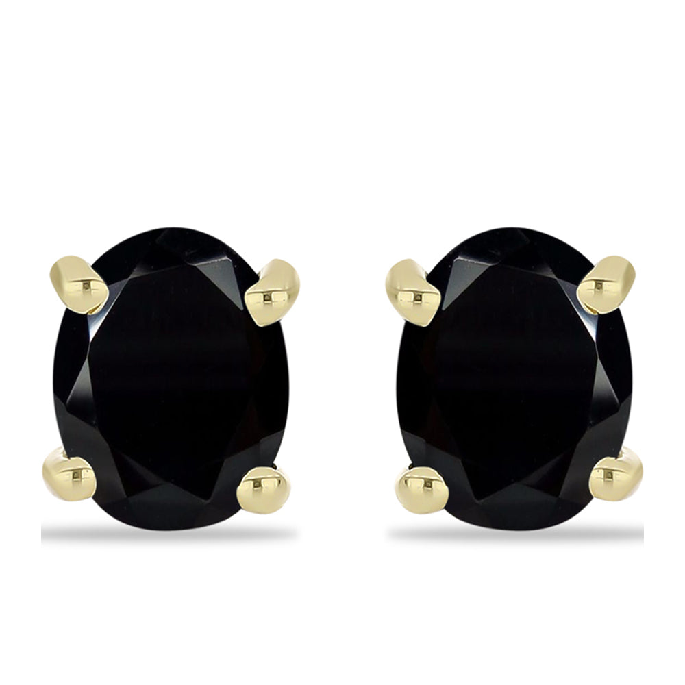 Pozlacené Stříbro 925/1000 - Náušnice s Černým Suwarským Onyxem - Karátové číslo: 2.1. přibližná hmotnost: 1.91 gramů 1 