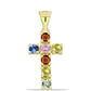 Kříž Pozlacený Stříbrný Přívěsek s Roseberským Duhovým Safírem