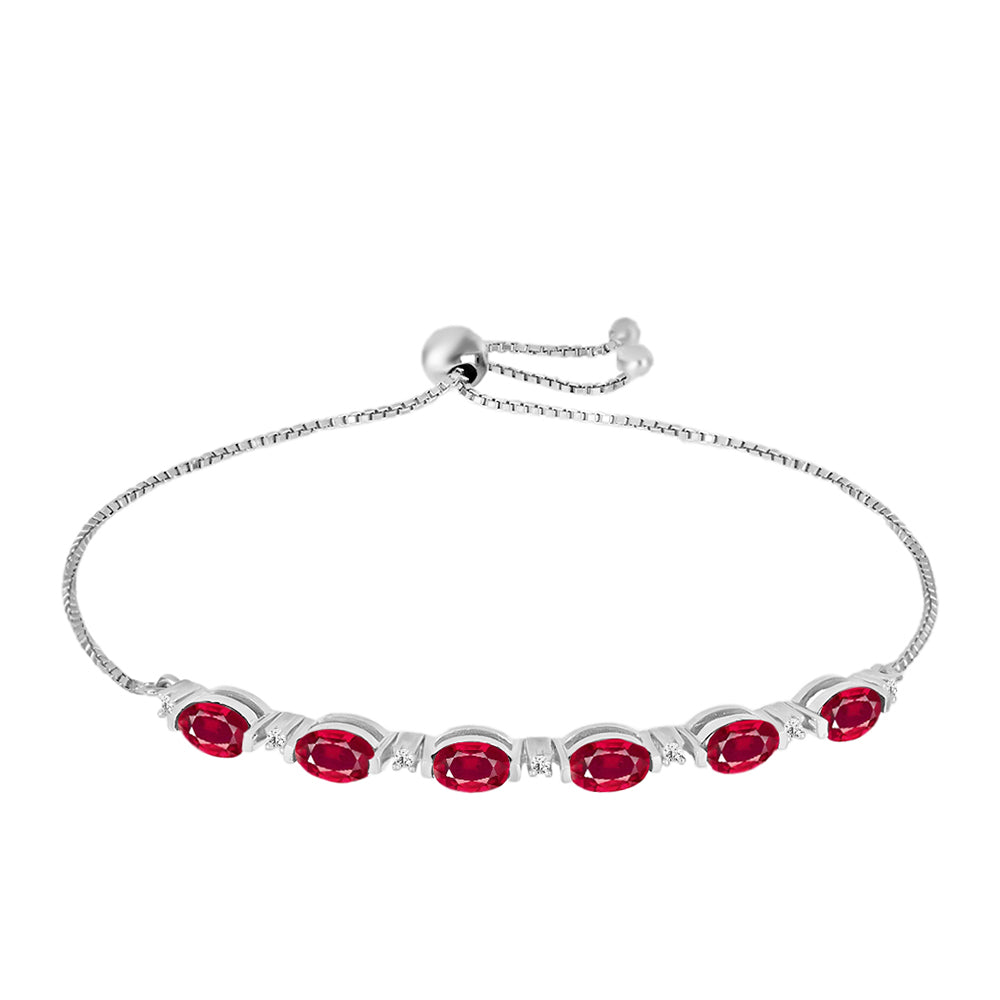 Stříbrný Náramek s Madagaskarským Rubínem a Bílým Diamantem 1 