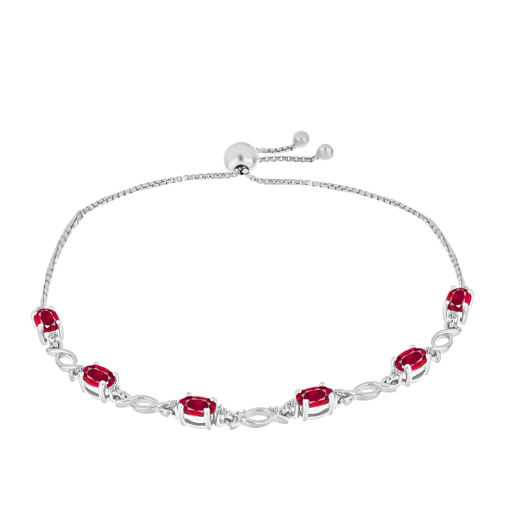 Stříbrný Náramek s Madagaskarským Rubínem a Bílým Diamantem 1 
