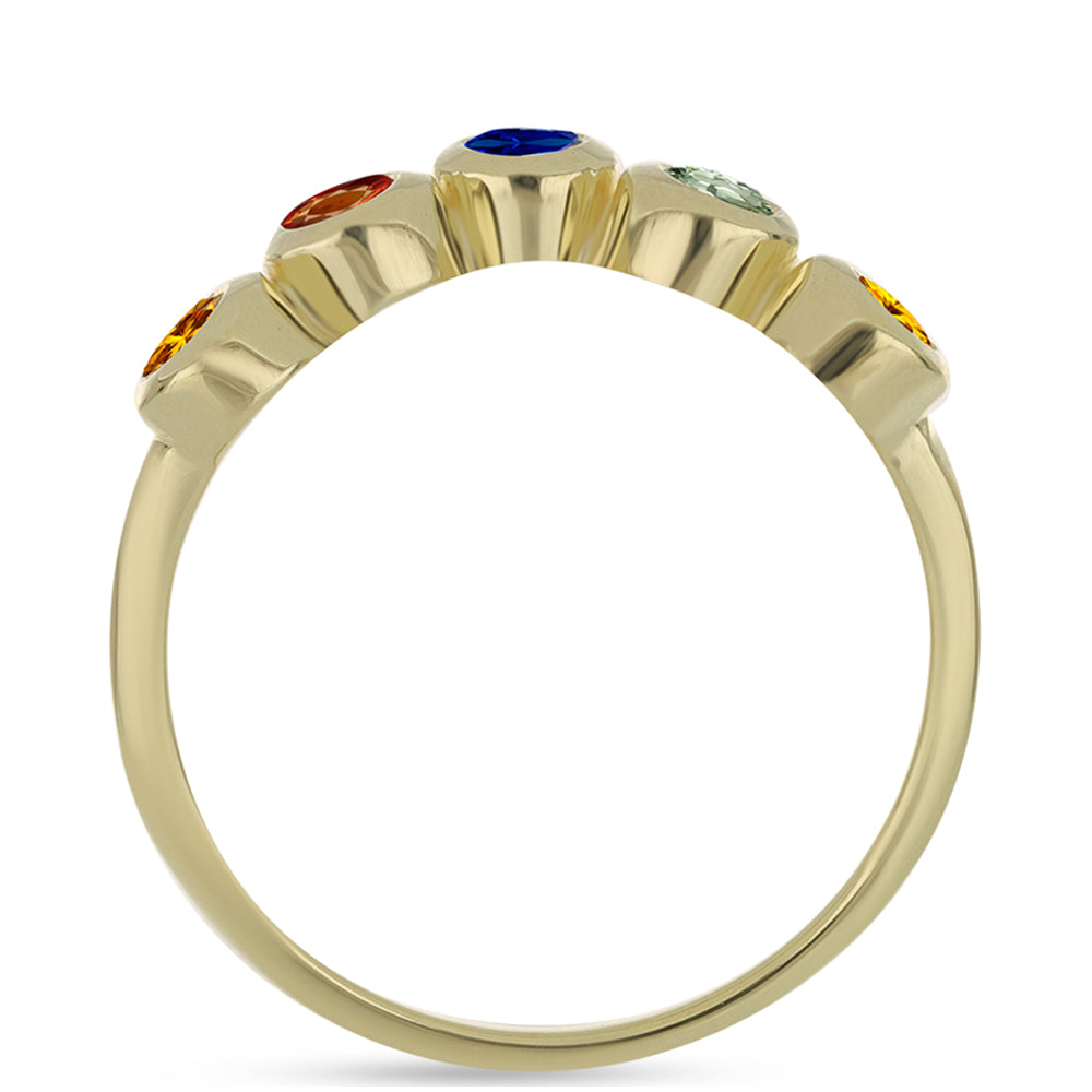 Pozlacené Stříbro 925/1000 - Prsten s Roseberským Duhovým Safírem - Karátové číslo: 0.66. přibližná hmotnost: 2.46 gramů