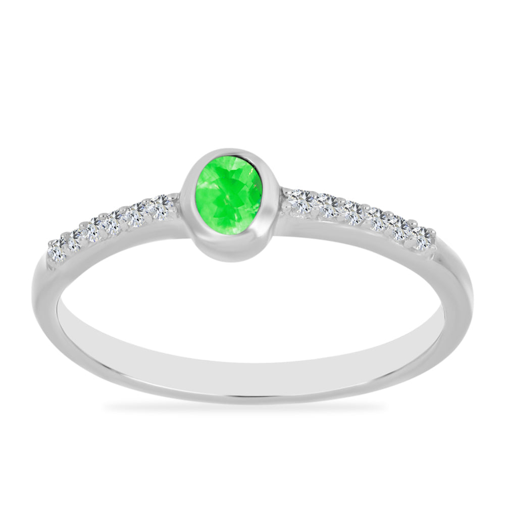 Stříbrný Prsten s Hyalit Opálem a Bílým Topazem 3 