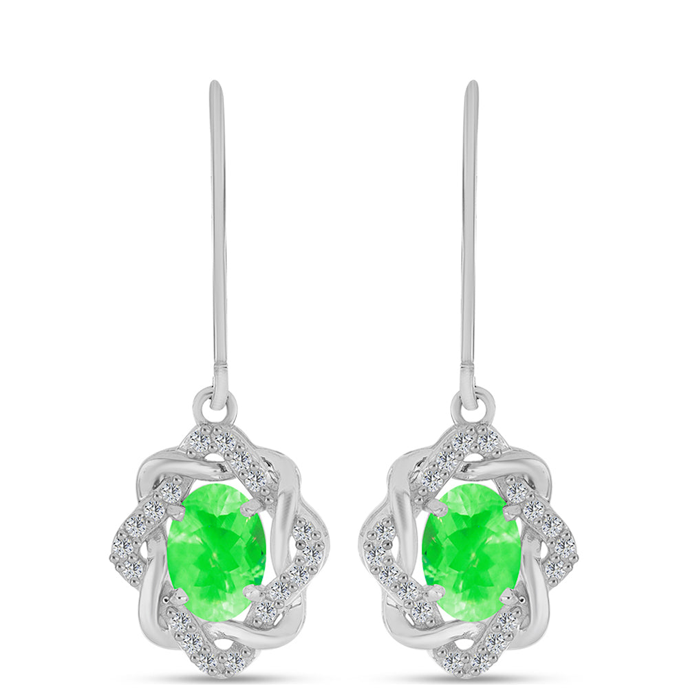 Stříbrné Náušnice s Hyalit Opálem a Bílým Topazem 1 