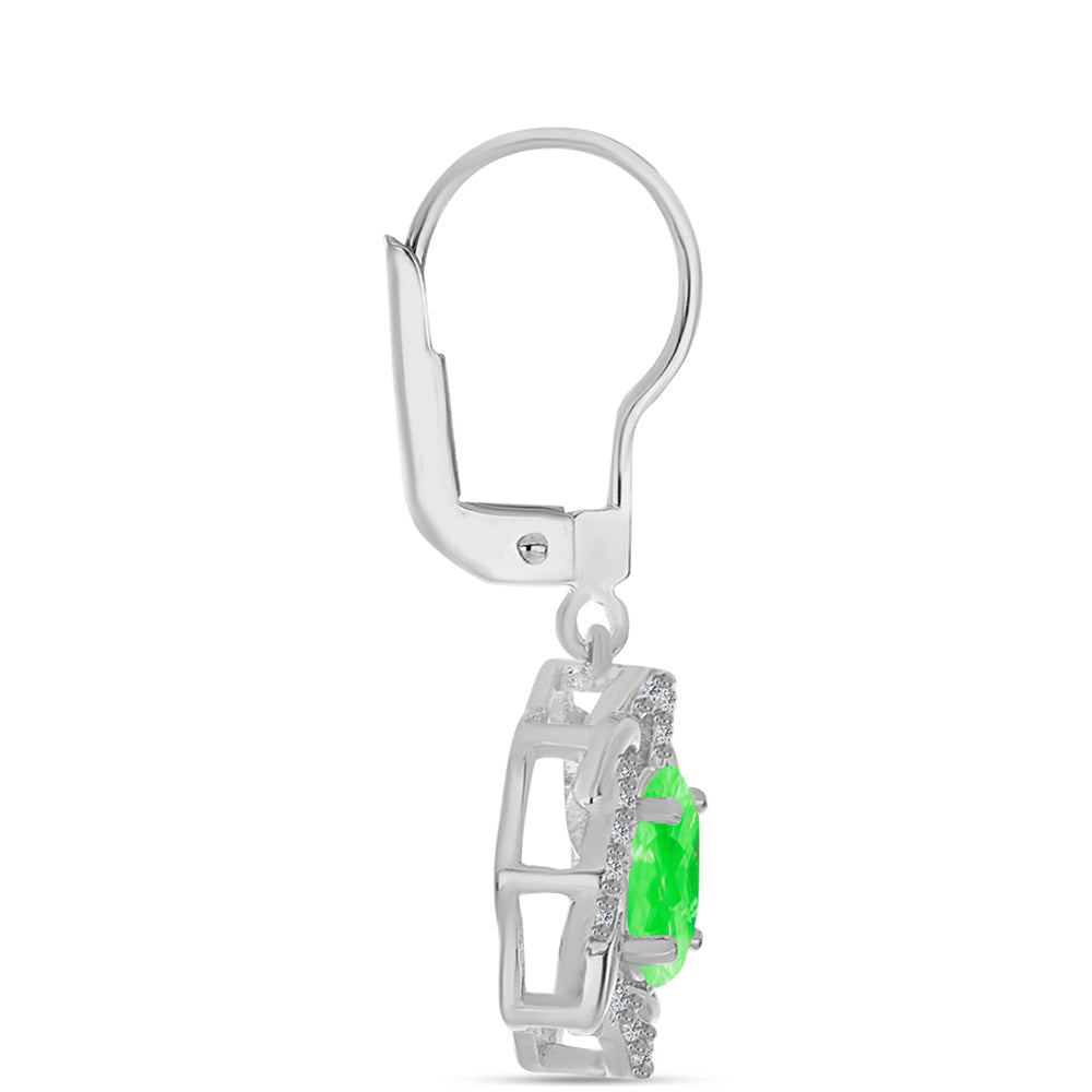 Stříbrné Náušnice s Hyalit Opálem a Bílým Topazem 2 