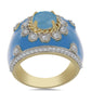 Pozlacený Stříbrný Prsten s Aqua Chalcedonem a Bílým Topazem