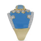 Pozlacený Stříbrný Prsten s Aqua Chalcedonem a Bílým Topazem