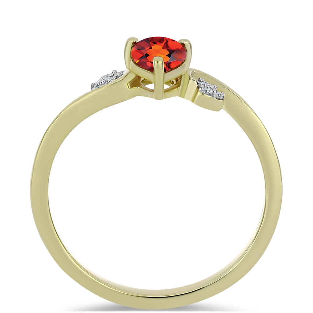 Pozlacené Stříbro 925/1000 - Prsten s Citrínem z Madeiry a Bílým Topazem - Karátové číslo: 0.63. přibližná hmotnost: 1.76 gramů