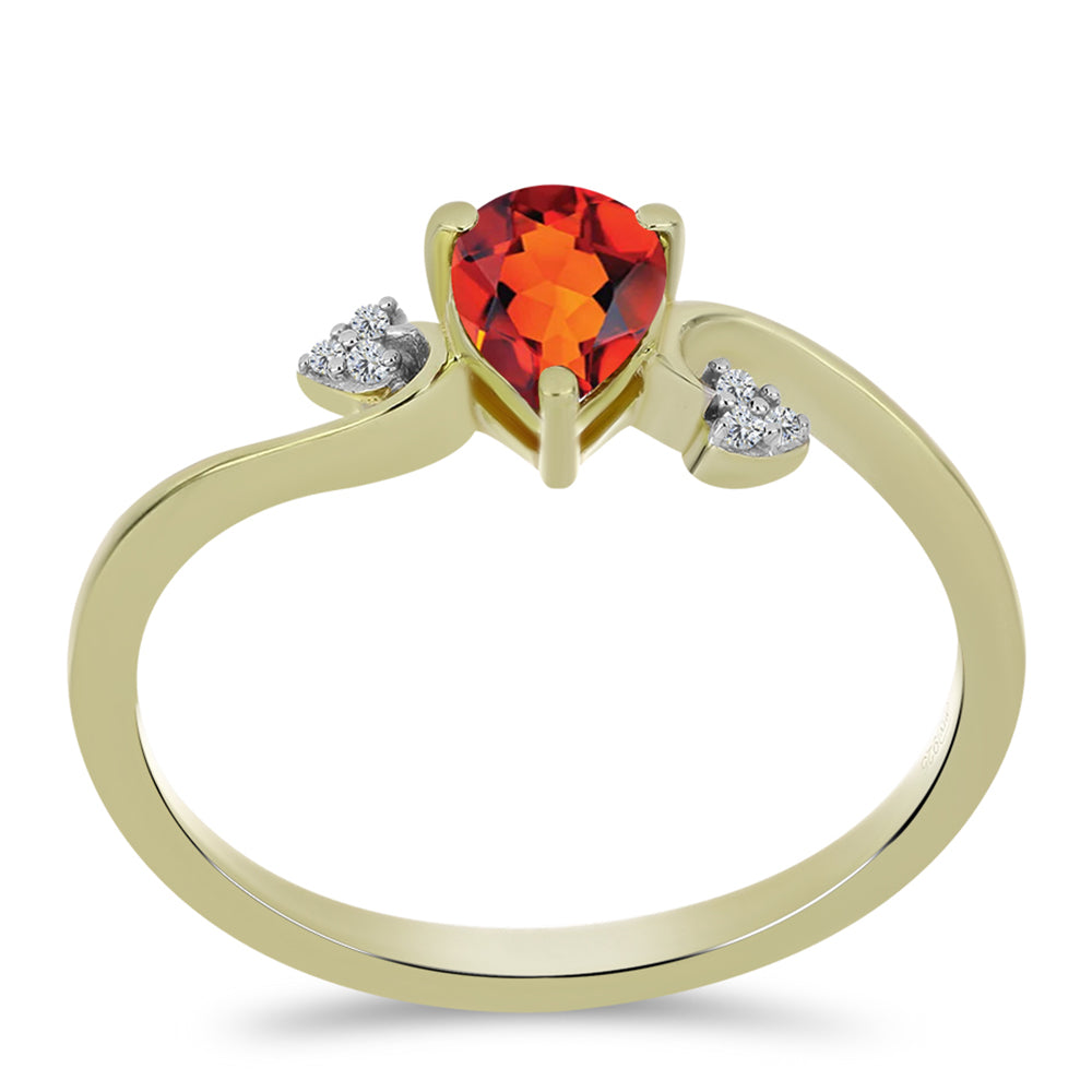 Pozlacené Stříbro 925/1000 - Prsten s Citrínem z Madeiry a Bílým Topazem - Karátové číslo: 0.63. přibližná hmotnost: 1.76 gramů