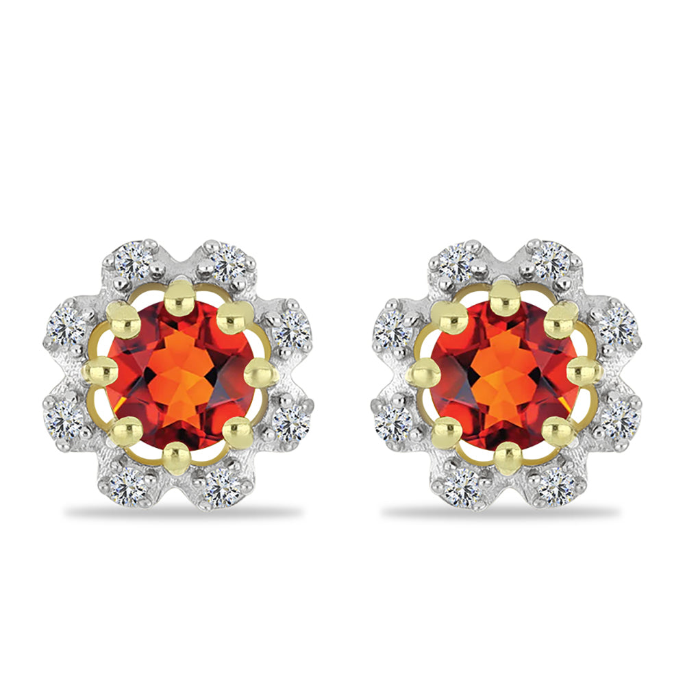 Pozlacené Stříbro 925/1000 - Náušnice s Citrínem z Madeiry a Bílým Topazem - Karátové číslo: 0.58. přibližná hmotnost: 1.29 gramů 1 