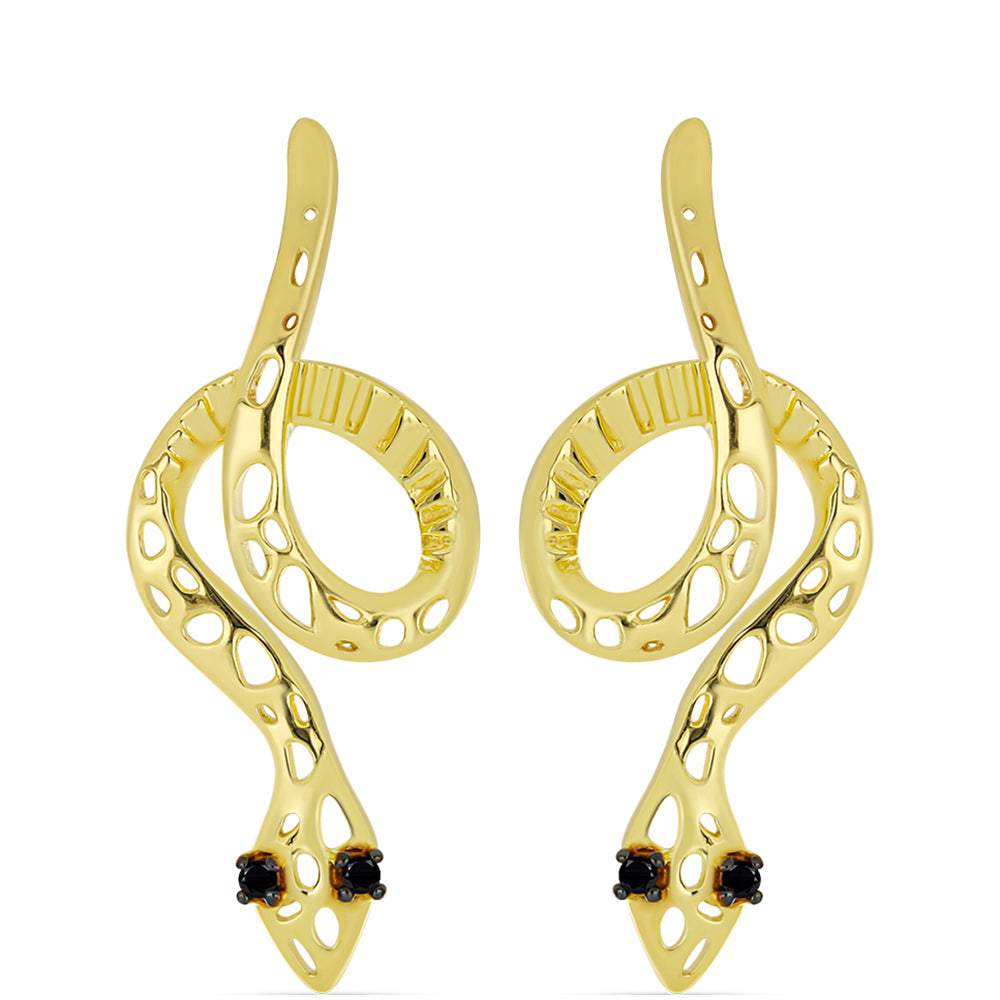 Pozlacené stříbro 925/1000 Náušnice s Černým spinelem - Karátové číslo: 0.08. přibližná hmotnost: 4.14 gramů 1 