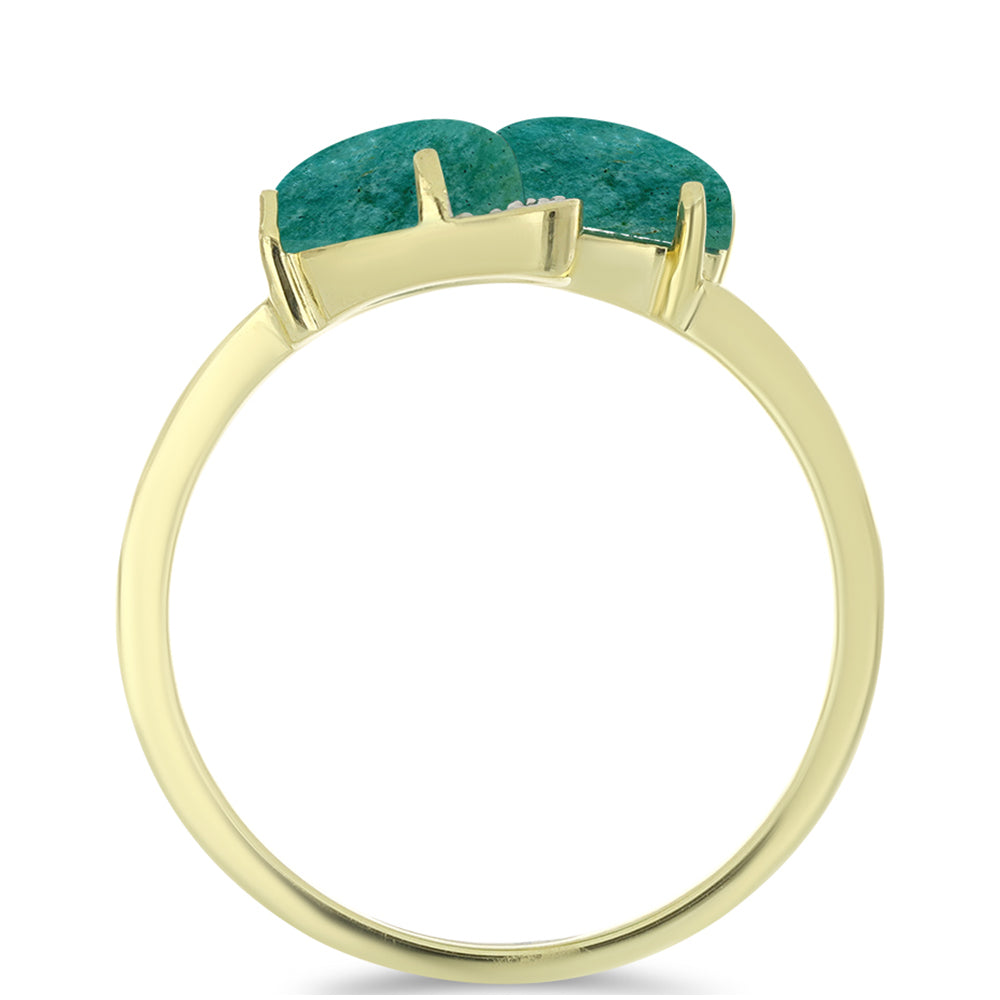 Pozlacené Stříbro 925/1000 - Prsten s Amazonitem a Bílým Topazem - Karátové číslo: 2.38. přibližná hmotnost: 3.34 gramů