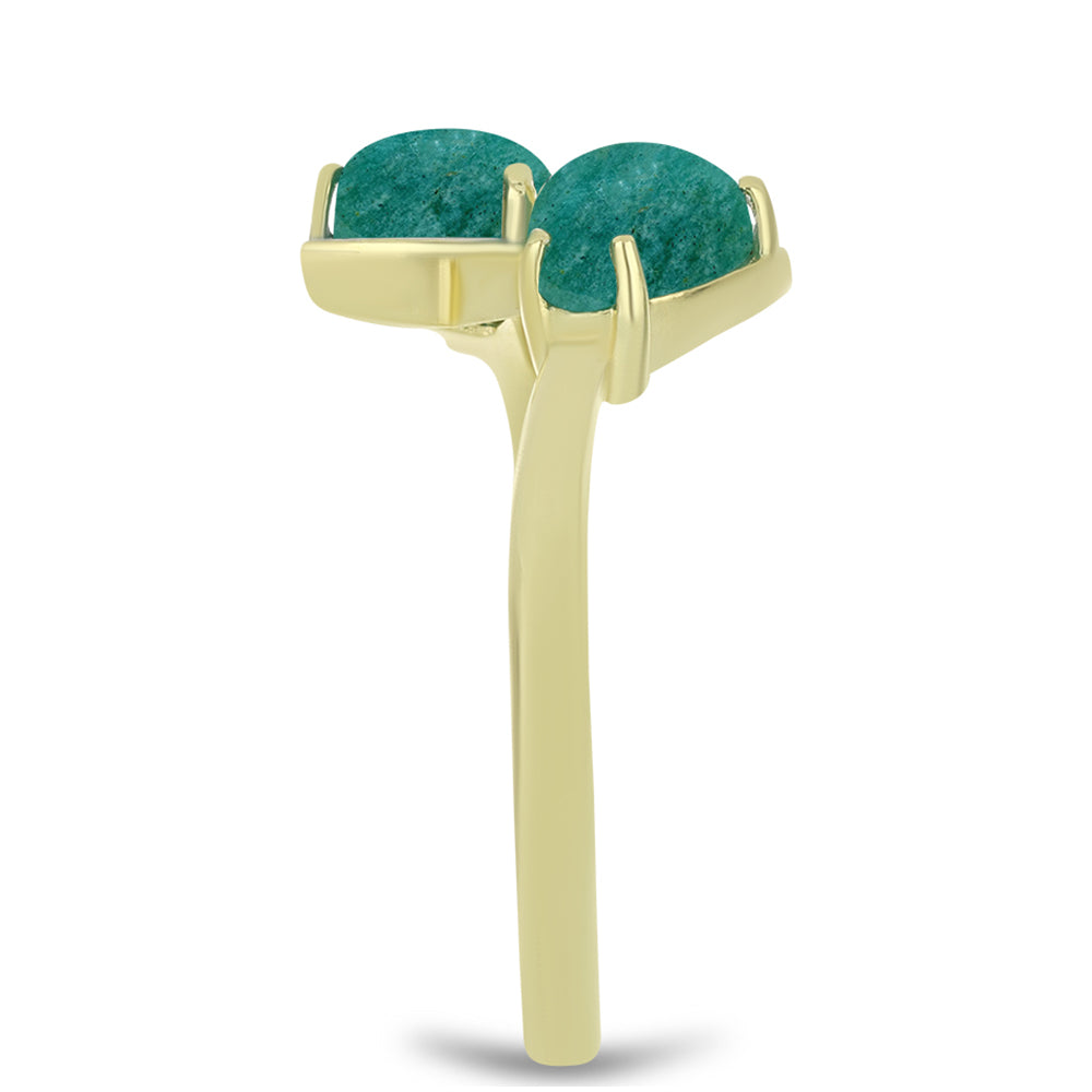 Pozlacené Stříbro 925/1000 - Prsten s Amazonitem a Bílým Topazem - Karátové číslo: 2.38. přibližná hmotnost: 3.34 gramů 4 