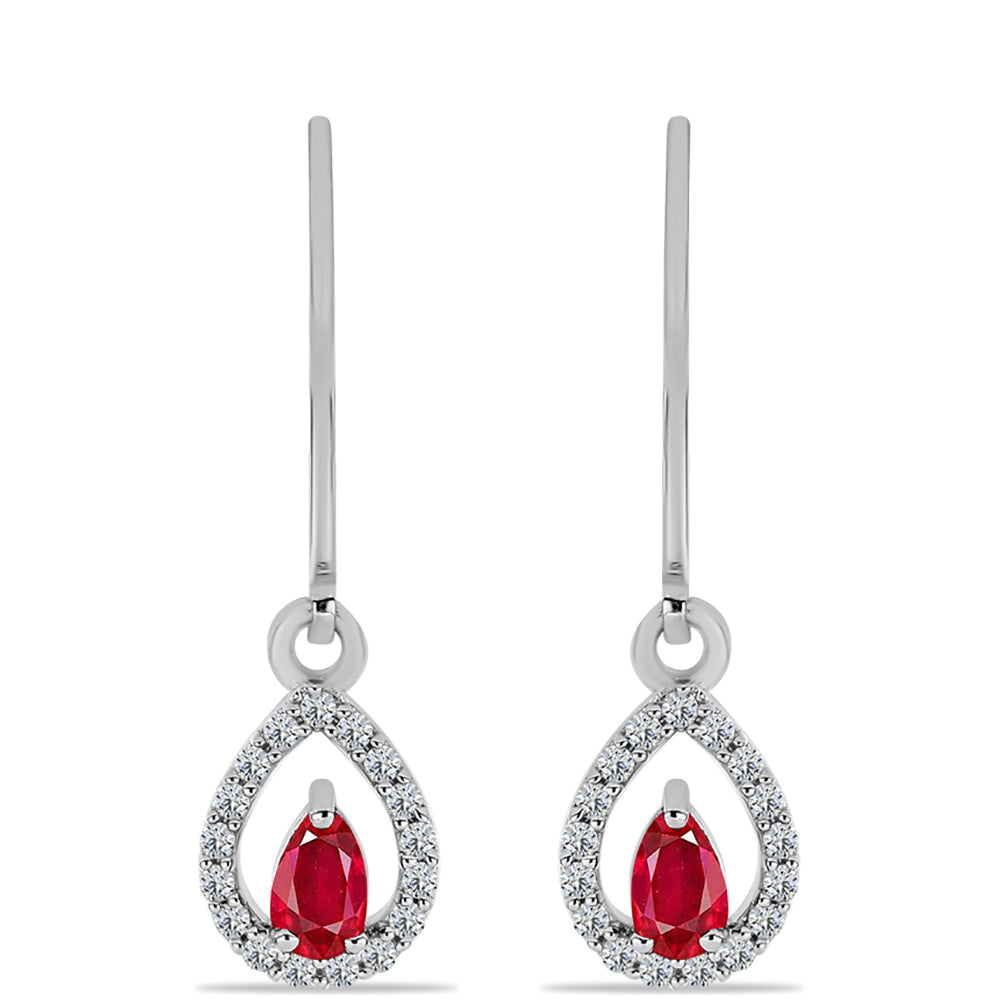 Stříbrné Náušnice s Červeným Achátem a Bílým Topazem