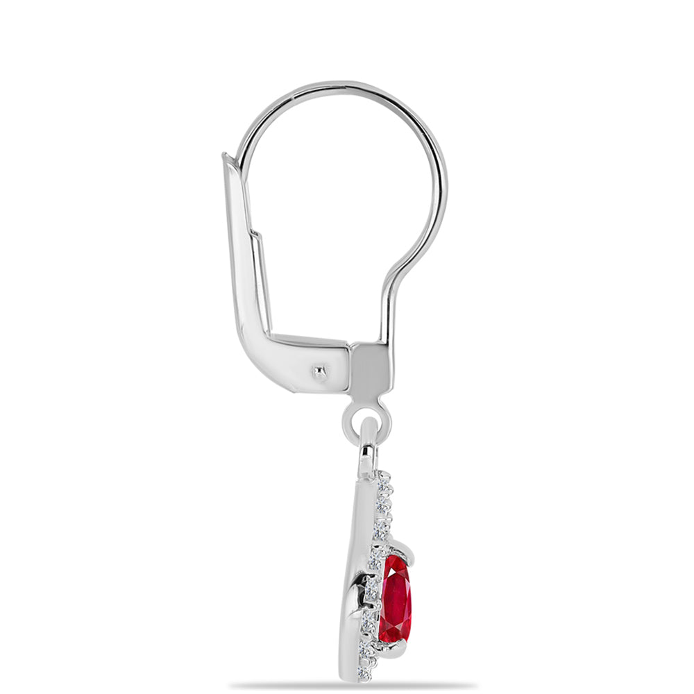 Stříbrné Náušnice s Červeným Achátem a Bílým Topazem