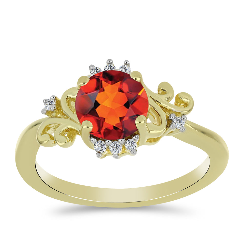 Pozlacené Stříbro 925/1000 - Prsten s Citrínem z Madeiry a Bílým Topazem - Karátové číslo: 1.23. přibližná hmotnost: 2.83 gramů 3 