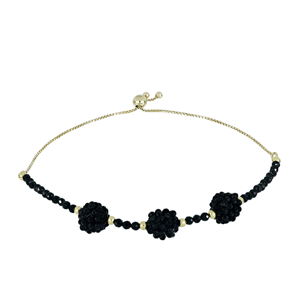Pozlacený Stříbrný Náramek s Černým spinelem 1 