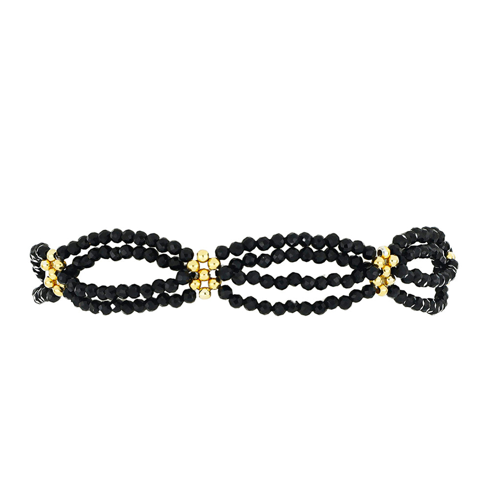 Pozlacené Stříbro 925/1000 - Náramek s Černým spinelem - Karátové číslo: 17.48. přibližná hmotnost: 5.86 gramů 2 