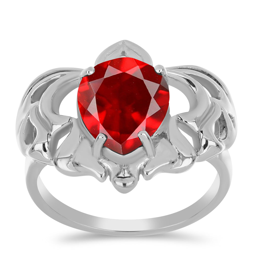 Stříbro 925/1000 - Prsten s Červeným Achátem - Karátové číslo: 3.32. přibližná hmotnost: 5.68 gramů