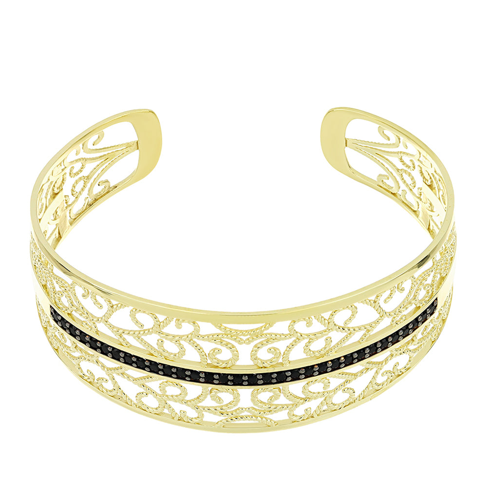 Pozlacený Stříbrný Náramek s Černým spinelem