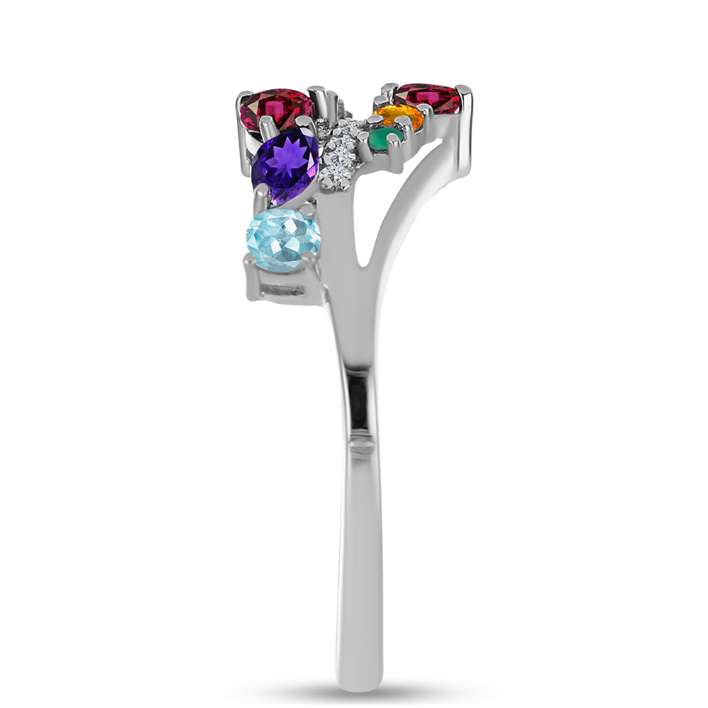 Stříbrný Prsten s Marockým Ametystem a se Zeleným Achátem 4 