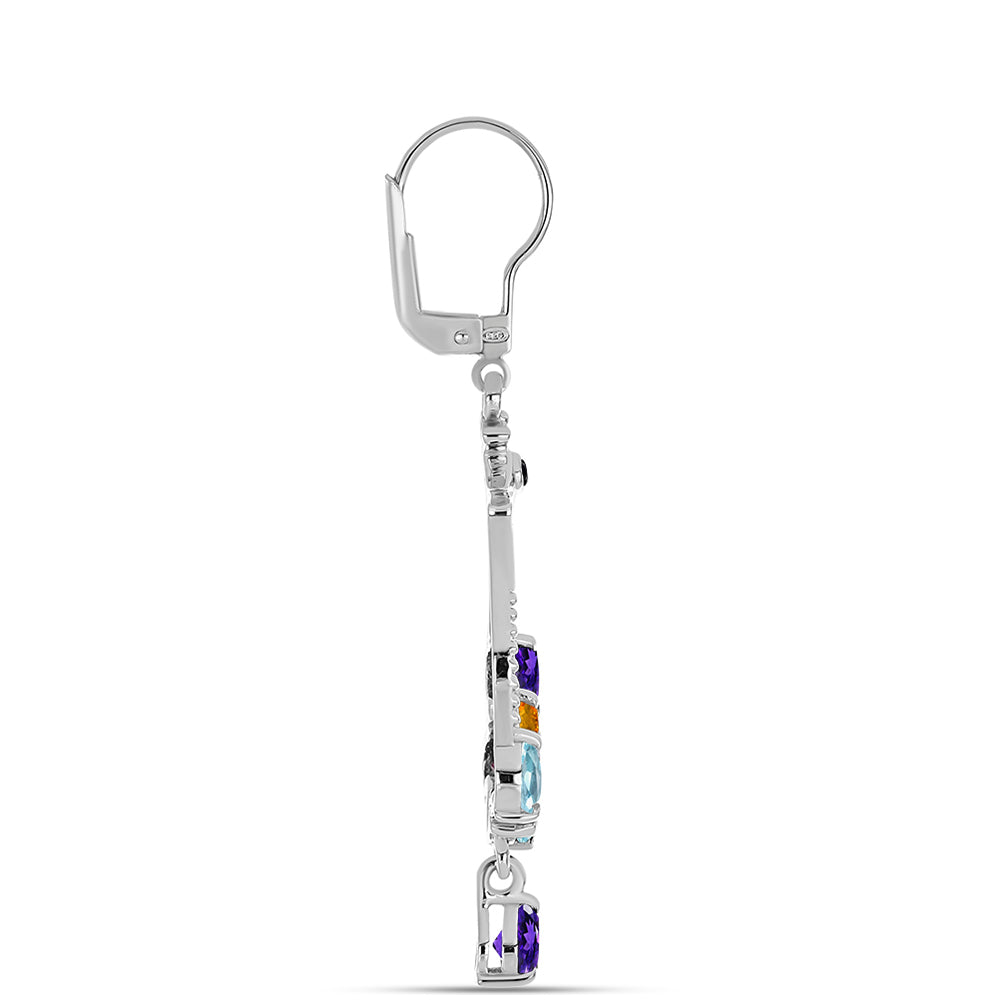 Stříbro 925/1000 Náušnice s Marockým Ametystem a se Zeleným Achátem - Karátové číslo: 3.59. přibližná hmotnost: 5.14 gramů 2 