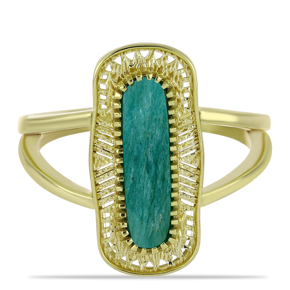 Pozlacený Stříbrný Prsten s Amazonitem