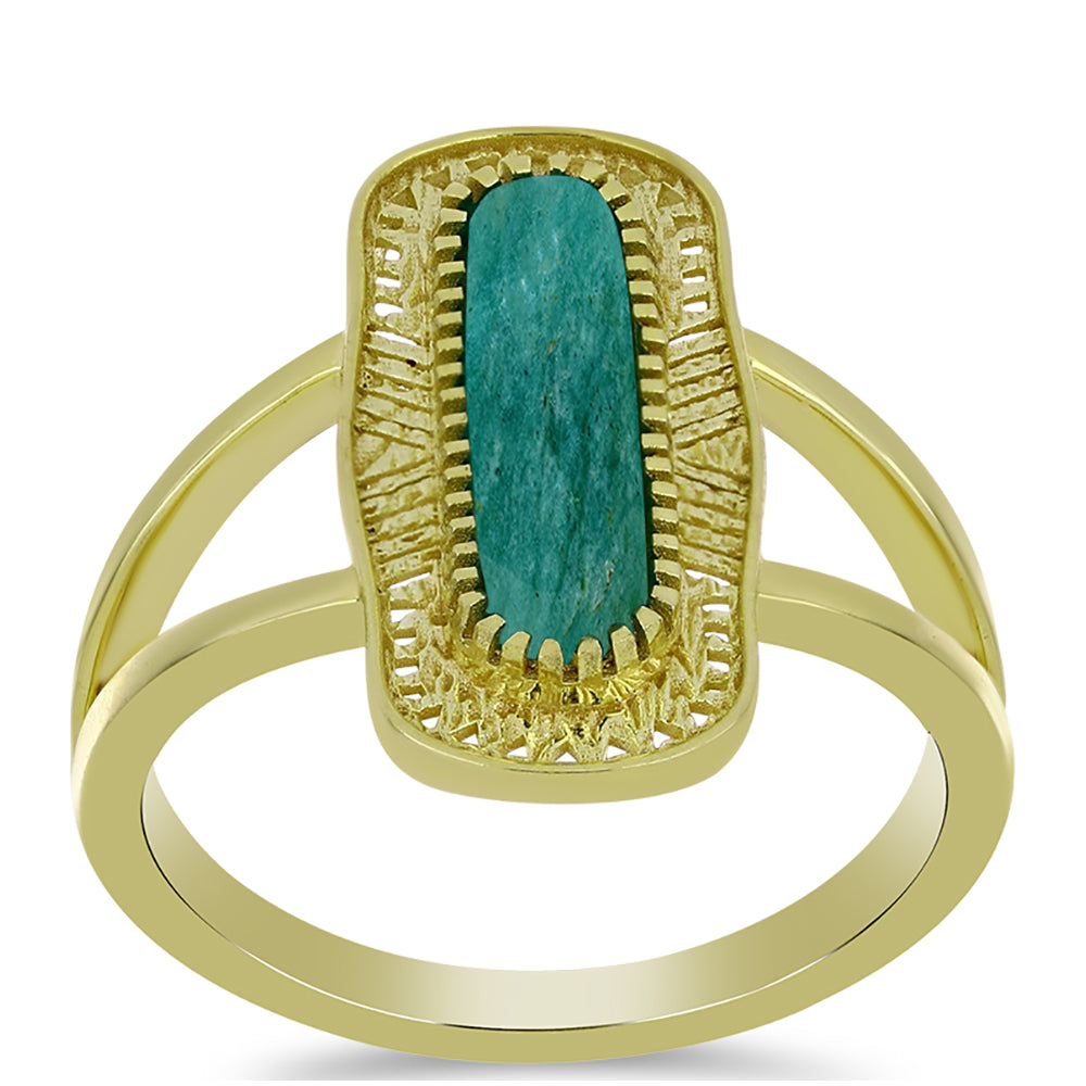 Pozlacený Stříbrný Prsten s Amazonitem 3 