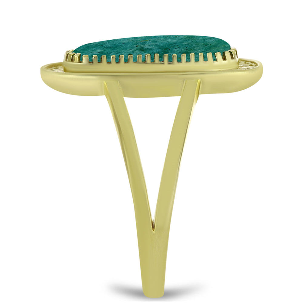 Pozlacený Stříbrný Prsten s Amazonitem