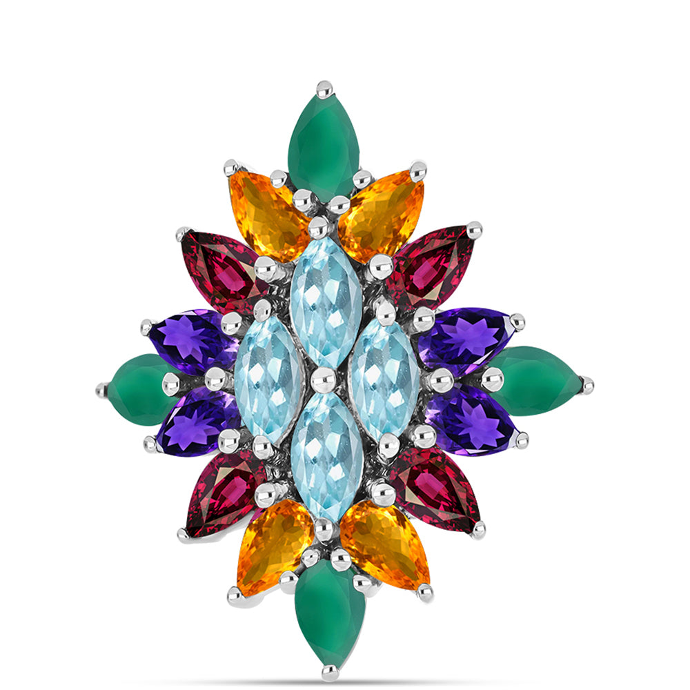 Stříbrný Prsten s Marockým Ametystem a se Zeleným Achátem 1 