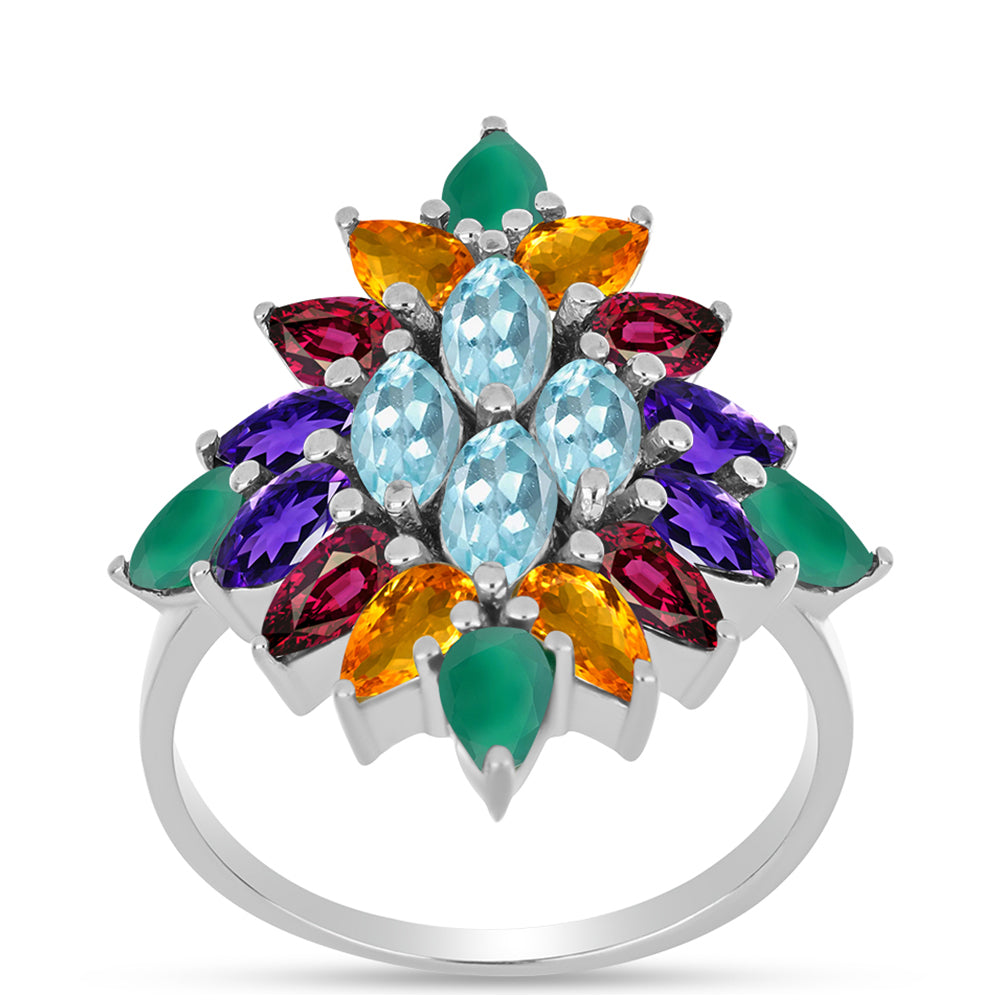 Stříbrný Prsten s Marockým Ametystem a se Zeleným Achátem 3 