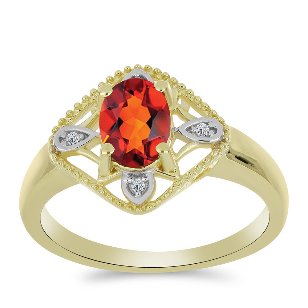 Pozlacený Stříbrný Prsten s Citrínem z Madeiry a Bílým Topazem