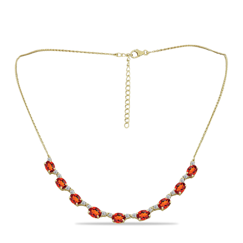 Pozlacené Stříbro 925/1000 - Náhrdelník s Citrínem z Madeiry a Bílým Topazem - Karátové číslo: 6.74. přibližná hmotnost: 7.06 gramů 1 