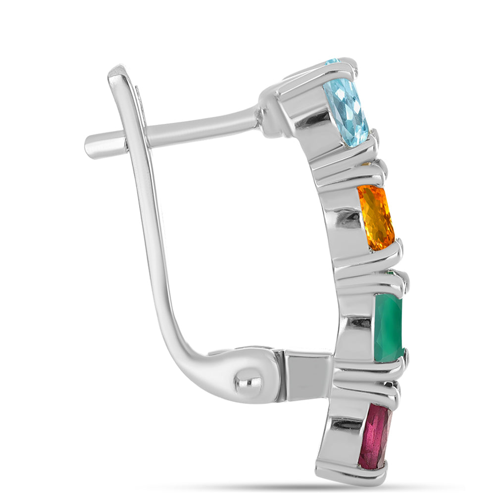 Stříbrné Náušnice se Zeleným Achátem a Citrínem 2 